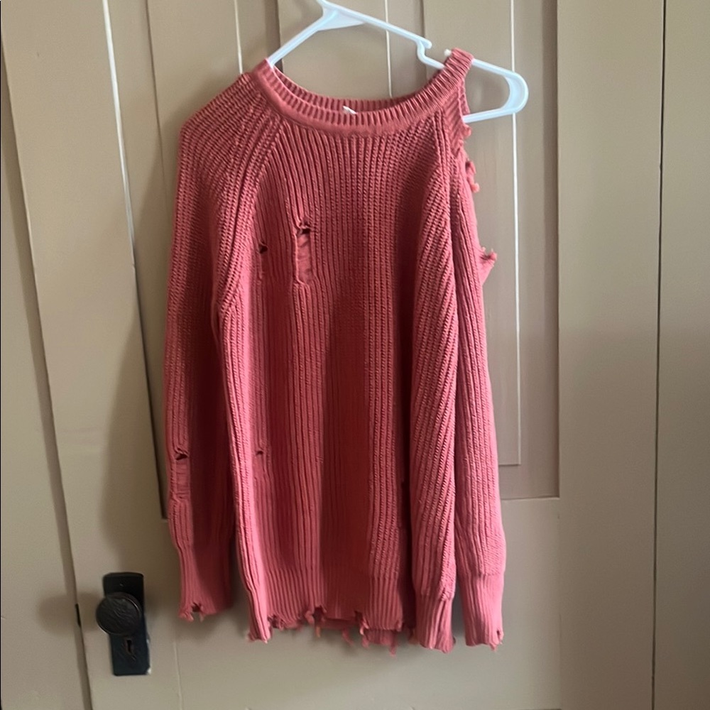 Orange Chunky Knit Crew Neck Sweater